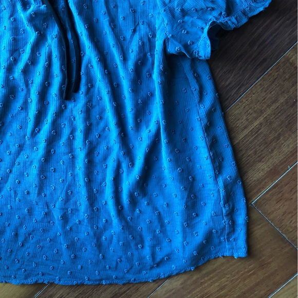 Monteau Women’s Slate Blue Chenille Polkadot Blouse - Picture 4 of 13